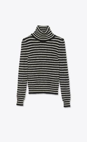 SAINT LAURENT タートルネックセーター（モヘア/ストライプ）
