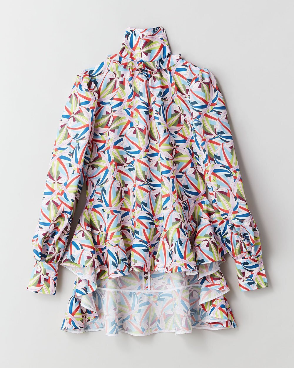 ADEAM PRINT LONG SLEEVE SCARF TOP