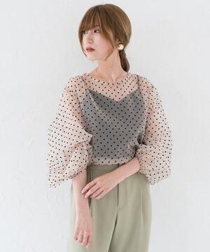 Loungedress ドットオーガンジーブラウス