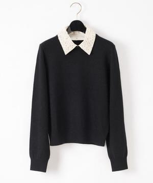 GRACE CONTINENTAL パール衿ニットトップ