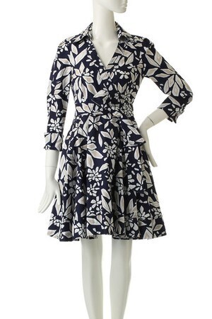 DIANE von FURSTENBERG 【ELLE SHOP】コットンフラワーラップワンピースネイビー|ダイアン フォン ファステンバーグ(DIANE von FURSTENBERG)|エル・ショップ