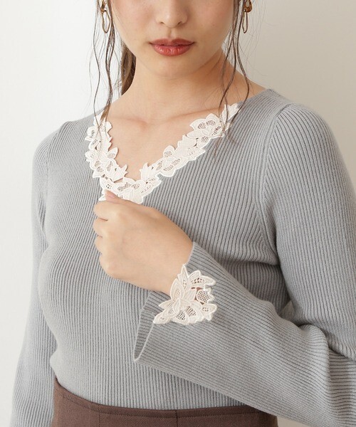 PROPORTION BODY DRESSING カットワークレースリブニット