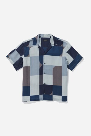 Saturdays NYC Canty Geoblock S/S Shirt Indigo