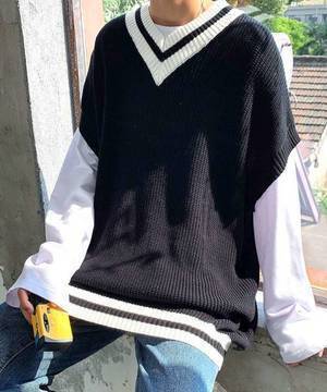 neos 【neos -sellect design-】ルーズシルエット ビッグシルエット チルデンニット ベスト