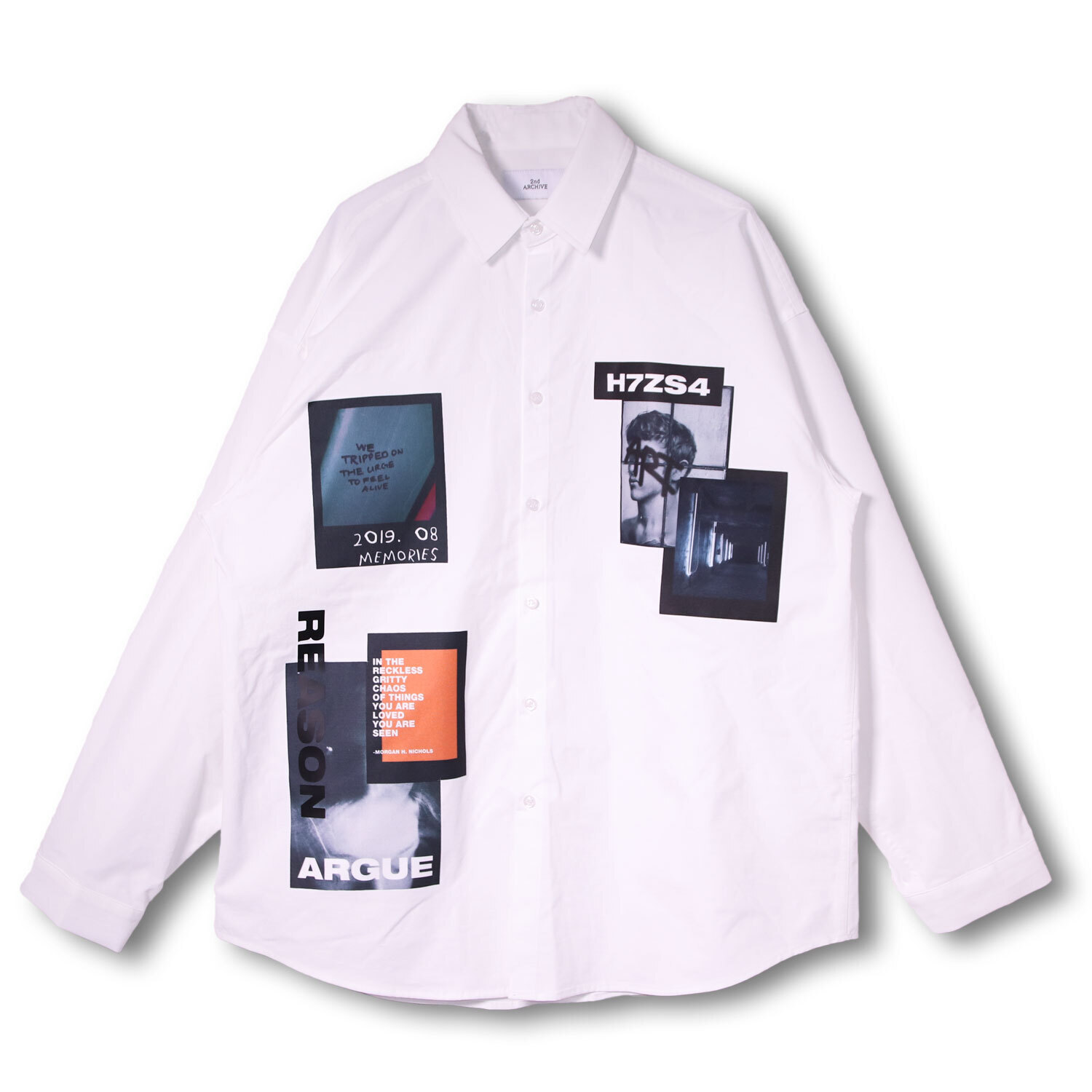 WARP L/S PHOTO COLLAGE SHIRTS WHITE
