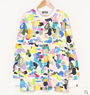 A BATHING APE MULTI CAMO OVERSIZED L/S TEE L