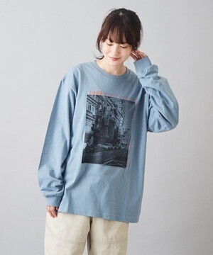 CUBE SUGAR OE天竺 プリント ロング Tシャツ
