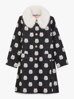 kate spade new york cat dot jacquard coat