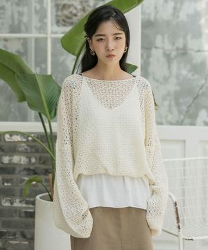 UNE MANSION オーバーシルエットペールカラーモヘアニット