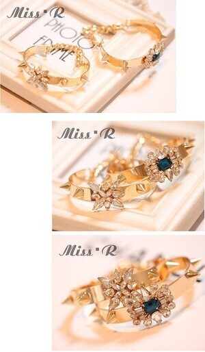 Miss R メタルカラーゴールドチェーンブレスレットバングル