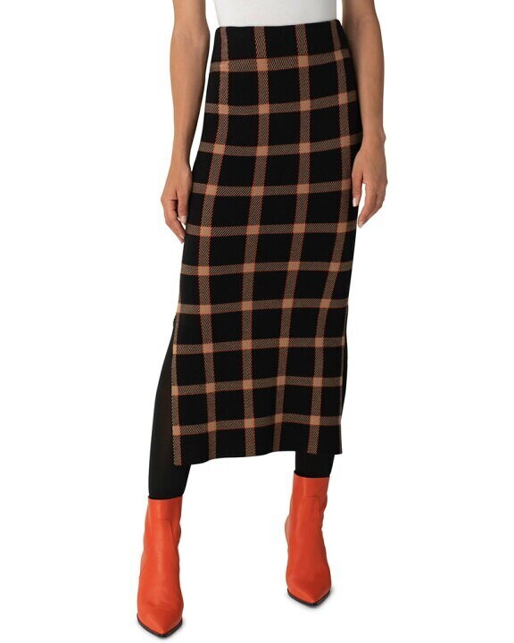Akris punto Check Milano Knit Midi Pencil Skirt