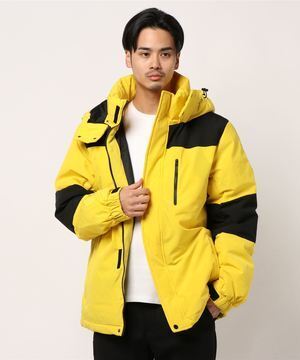 STYLEBLOCK 防風撥水ストレッチ切替フード中綿フェイクダウンジャケット