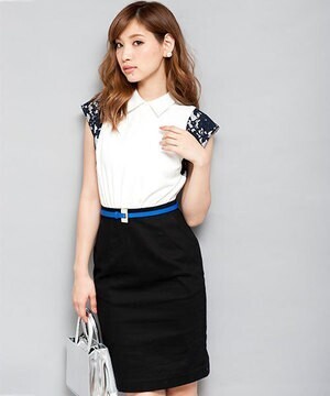 Million Carats シャツレース切り替えワンピ