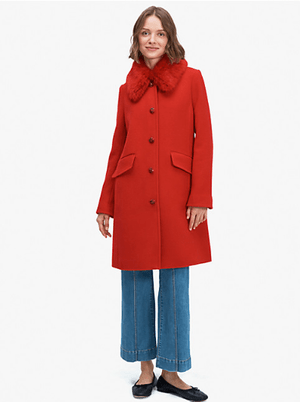 kate spade new york メタリック ツイル ジュエル ボタン コート