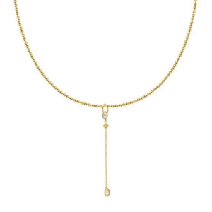 AGATHA PARIS ディスクレフュイヤージュY字ネックレス、ナベットCZ、クリスタル/ゴールド-Crystal / gold