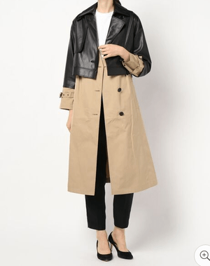 LANVIN en Bleu フェイクレザーコンビトレンチコート