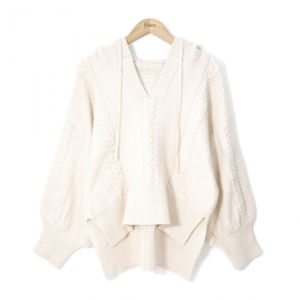 flower hoodie aran knit