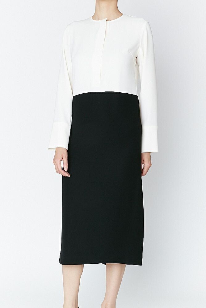 YOKO CHAN Band-collar Layered Dress