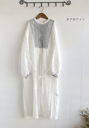 a+koloni ベルギーリネンバンドネックワンピース