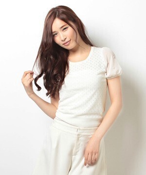 LAISSE PASSE シフォンスリーブアイレットプルオーバー
