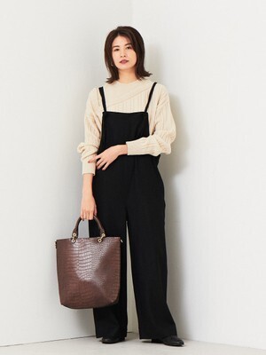Mylanka ウール混サージワイドサロペット
