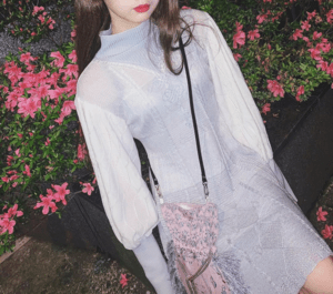 RURUMU Cord embroidery knit one-piece