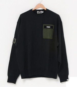 A BATHING APE MILITARY POCKET CORDURA RELAXED CREWNECK M