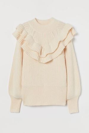 H&M フリルリブニットセーター