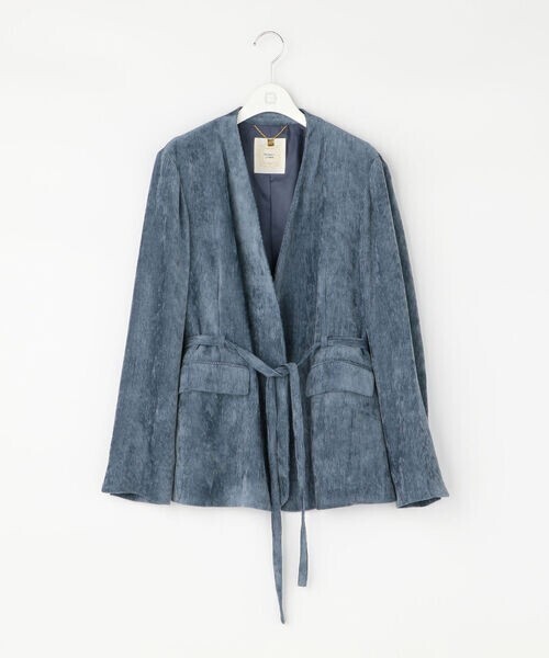 Ravissant Laviere レーヨンコーデュロイノーカラージャケット