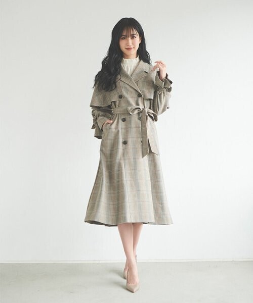 LAISSE PASSE チェックケープトレンチコート