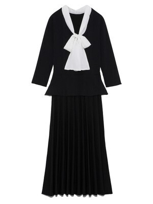 CELFORD ボウタイシフォンニットワンピース