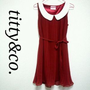 titty & Co. 衿付き細プリーツワンピース