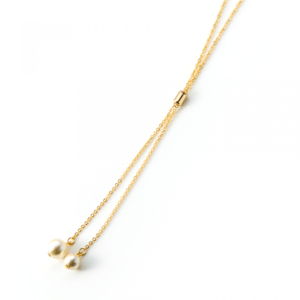 cream dot Y字ネックレス