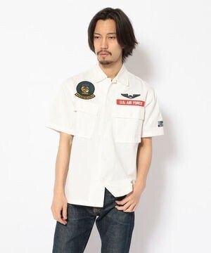 AVIREX S/S PATCHED MILITARY SHIRT FIRE&ICE