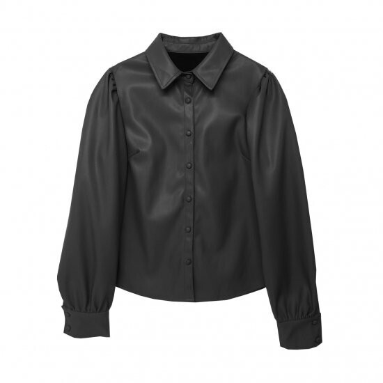 SAAAGE boutique 20 AW エコレザーギャザーブラウス