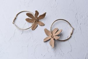 Matilda rose Italian leather flower hoop イヤリング