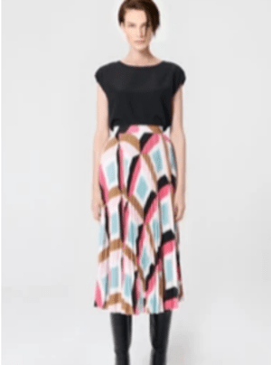 ESCADA Graphic printed plissée skirt