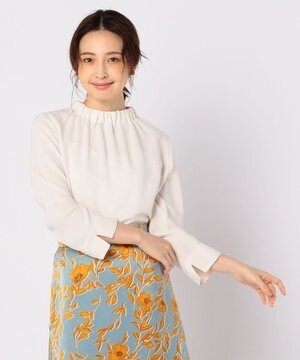 NOLLEY'S サテンタックネックブラウス