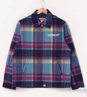 A BATHING APE BAPE CHECK ZIP BLOUSON JACKET M