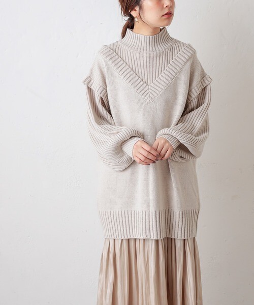 natural couture レイヤード風おしゃれニット