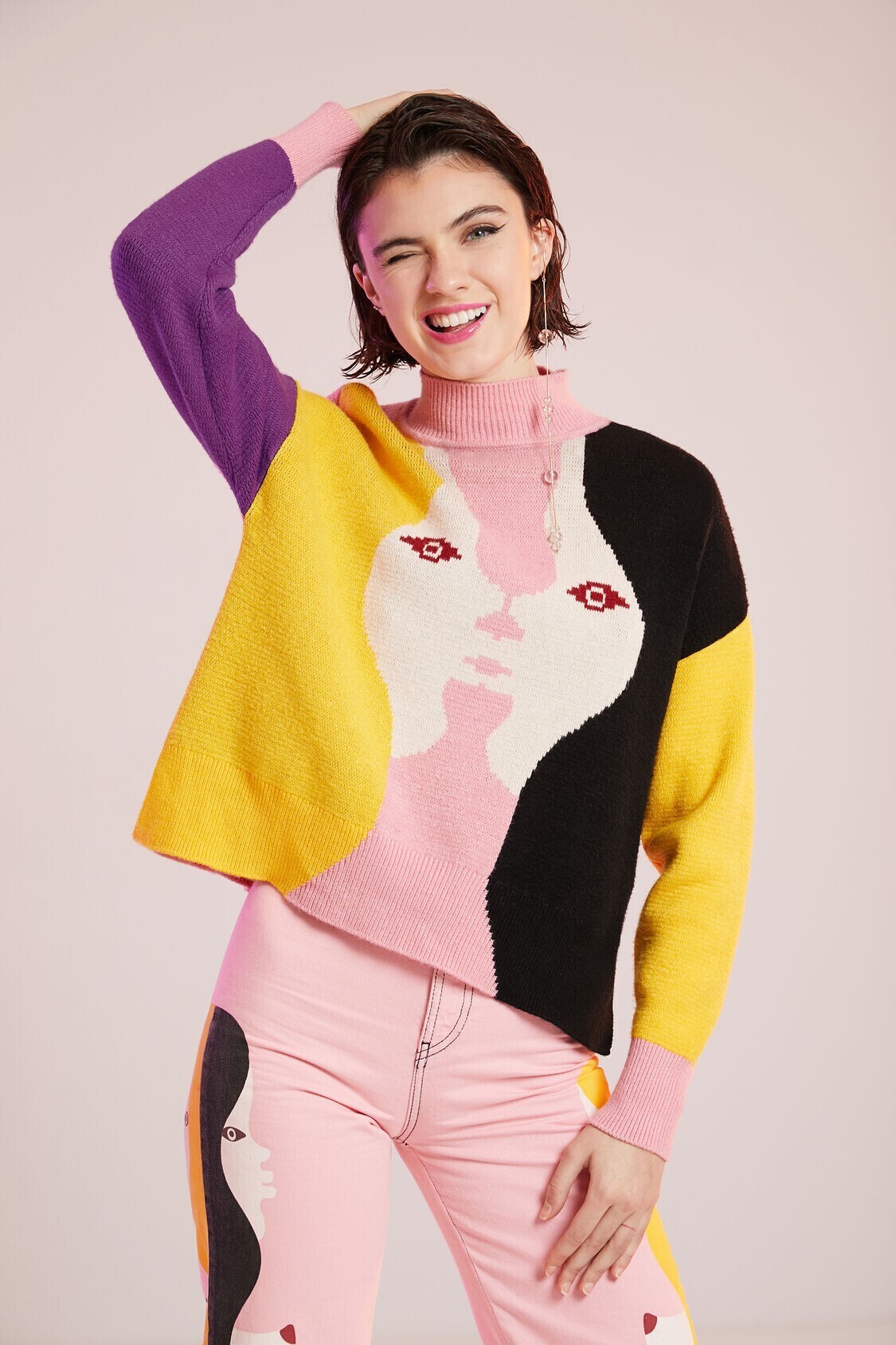 Desigual プリントトリコット ショートセーター