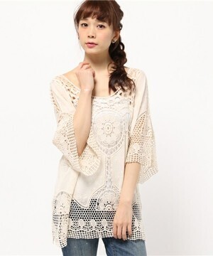 ROSE BUD S-LBL-15109 COTTON CROCHET TUNIC