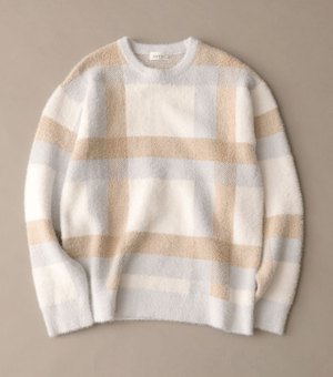 JUNRed シャギーチェックルーズニット
