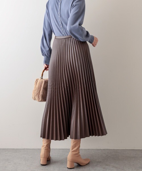natural couture 合皮プリーツスカート