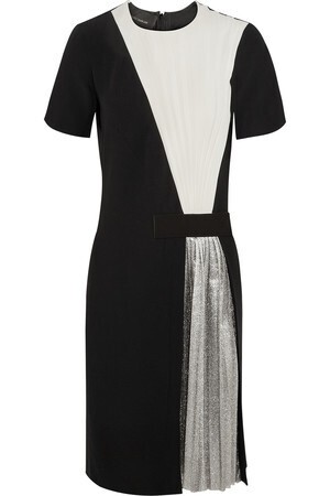 Cédric Charlier Crepe and silk-blend lamé mini dress