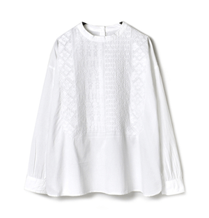maison de soil 60'S ORGANIC CAMBRIC BACK OPENING STAND COLLAR SHIRT