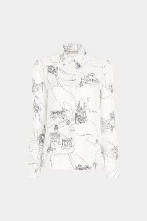 Emilio Pucci Scorci Fiorentiniプリント シルクシャツ