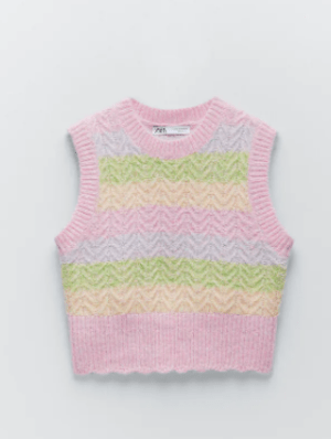 ZARA ストライプ柄ニットベスト
