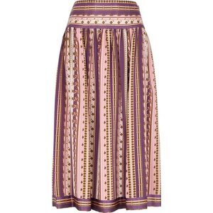 Tory Burch Printed Silk Crepe De Chine Skirt
