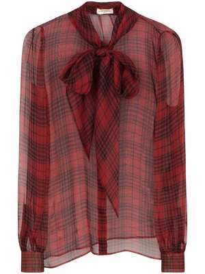 SAINT LAURENT セミシアー シルクブラウス